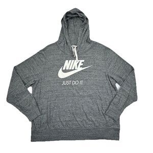 Nike Hoodie Sweatshirt Grey Just Do It Logo Womens Size 2X Lightweight Plus Size